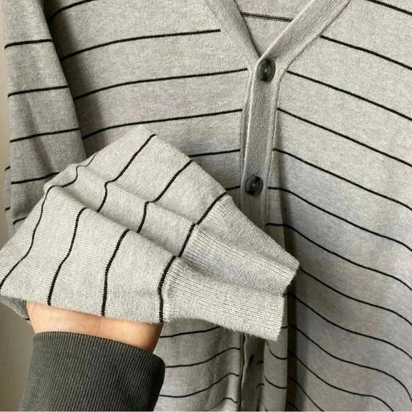 Merona Boys’ Large Striped Cardigan Sweater - Fits Women’s M/L - Picture 3 of 10
